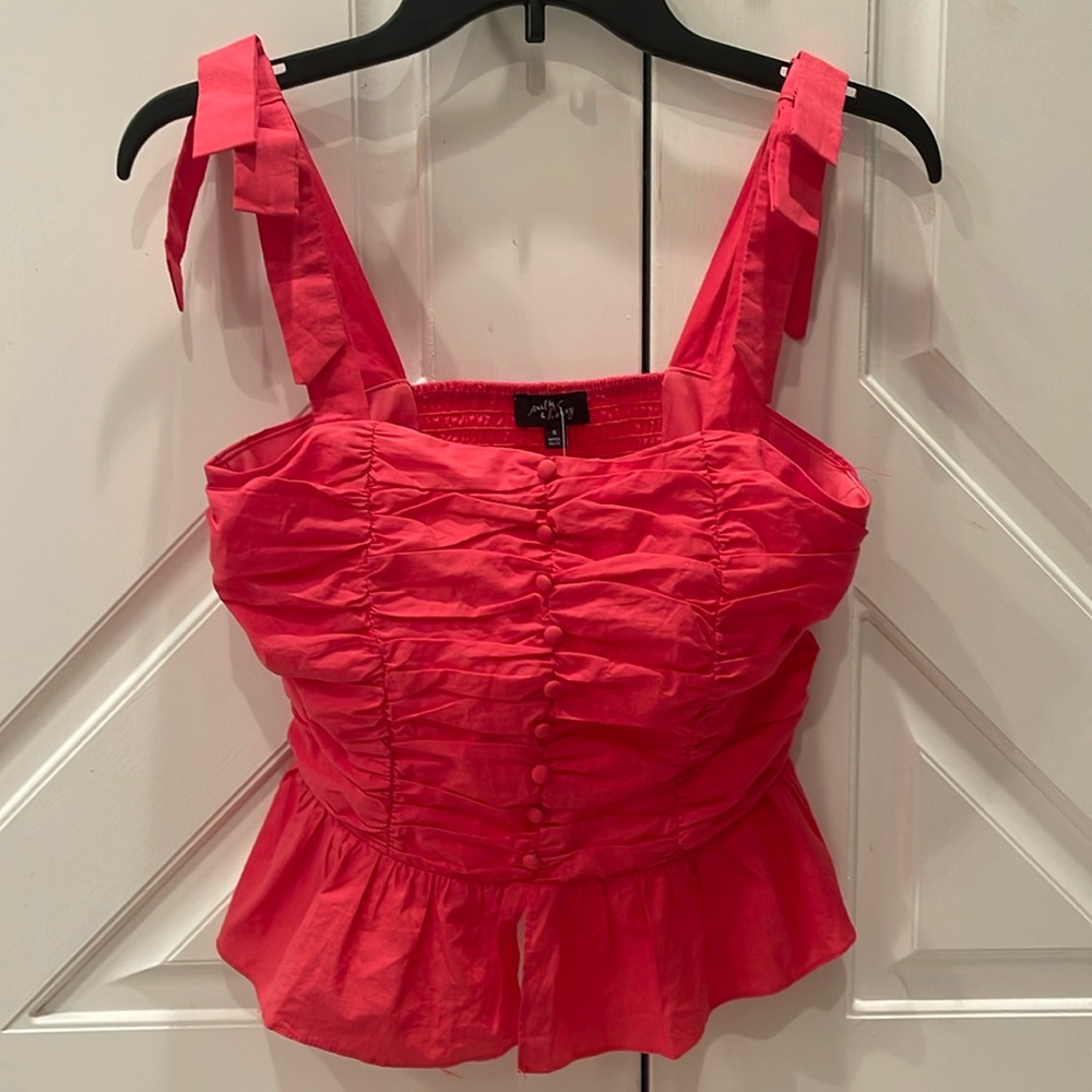 Milk and Honey hot pink smocked blouse